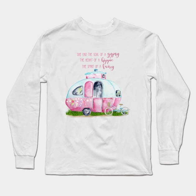 "Gypsy Hippie Fairy" Retro Camper Caravan Long Sleeve T-Shirt by FreeSpiritedNomads